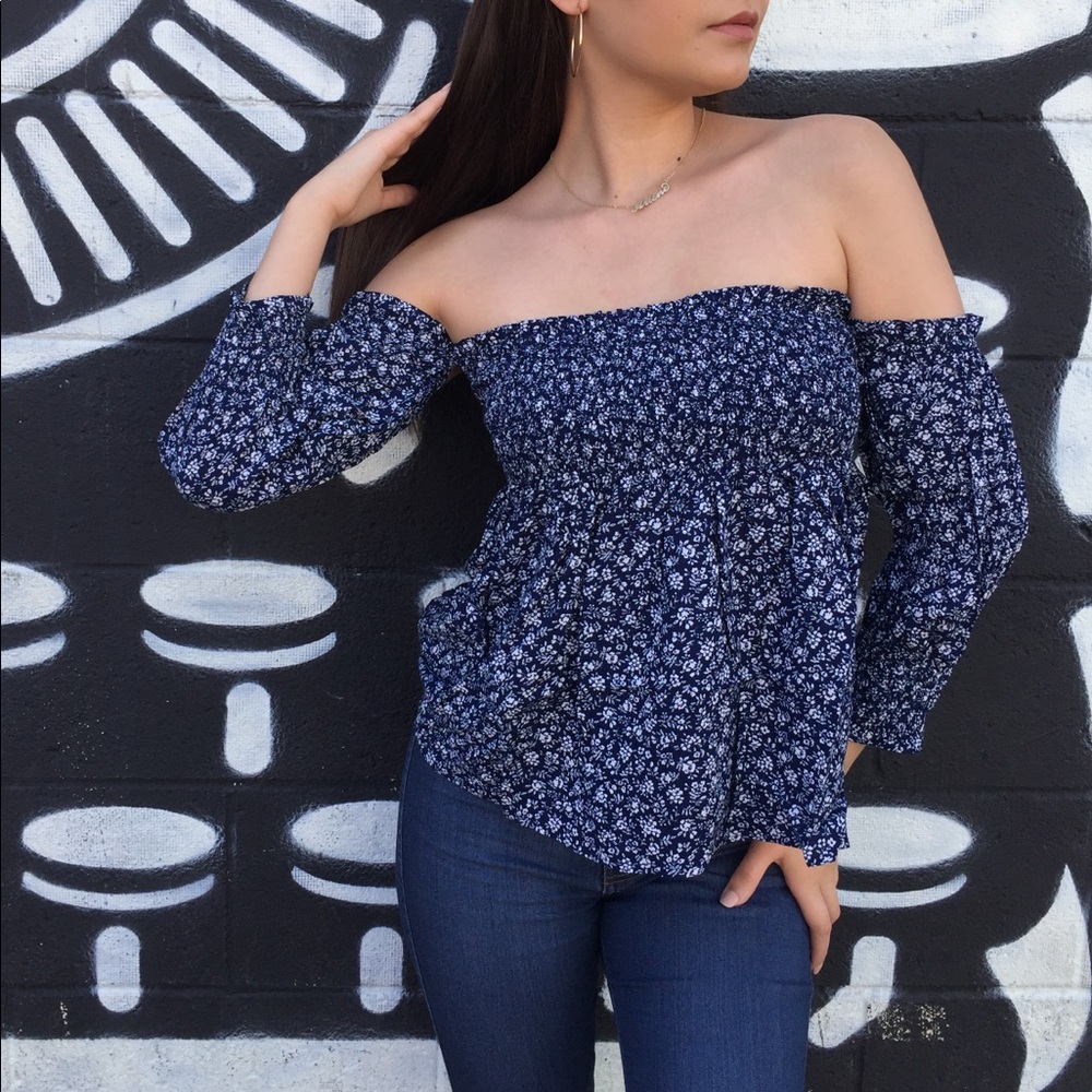 Smocked off shoulder top